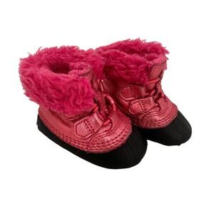 Sorel Baby Girls Insulated Pink/Black Boots Size 3